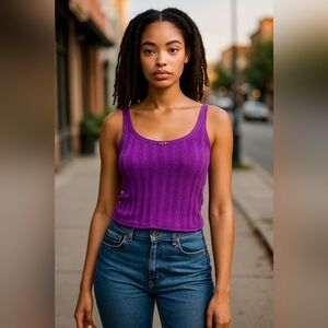 Wilfred Eremia Top Pointelle Knit Tank - Wild Berry Purple